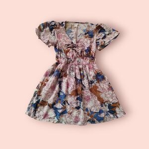 Floral Kids Dress with Ruffled Sleeves